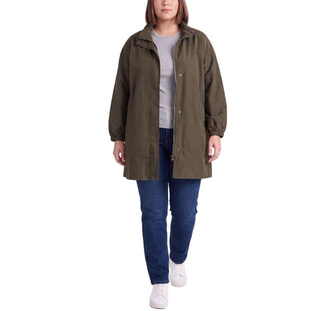 Eileen Fisher Womens  Stand Collar Long Coat, Green